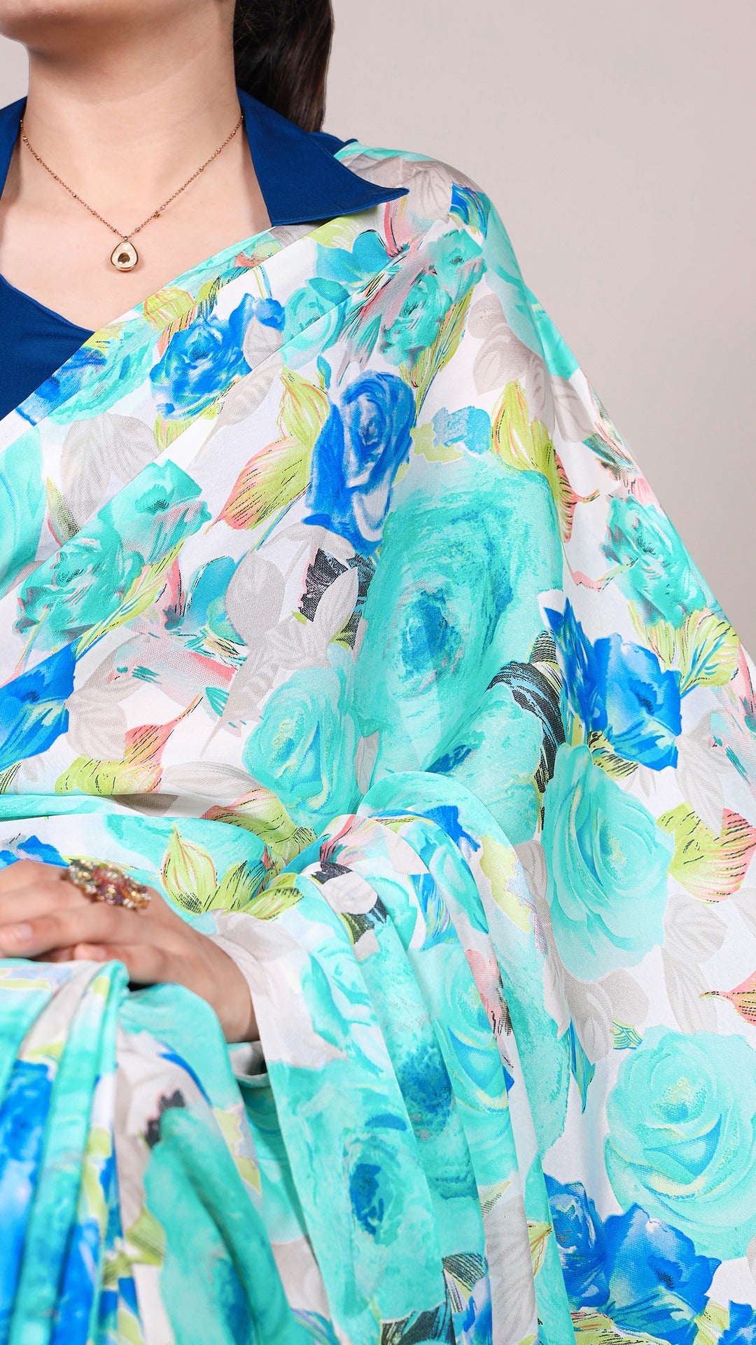 Elegant Satin Saree - Luxurious Fabric & Graceful Drape