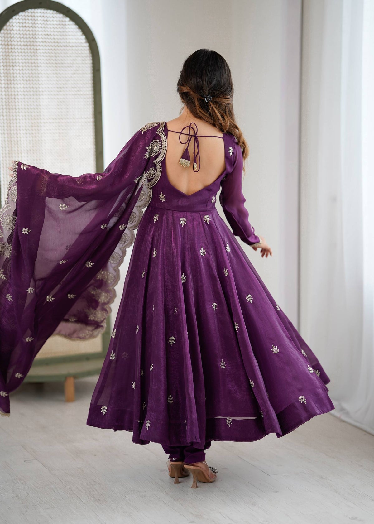 RangBhoomi Elegant Embroidered Sequence Designer Anarkali Three Piece Set