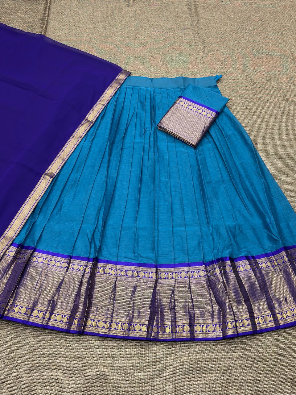RangBhoomi Elegant Kanjivaram Silk Lehenga Set with Zari Weaving and Georgette Dupatta