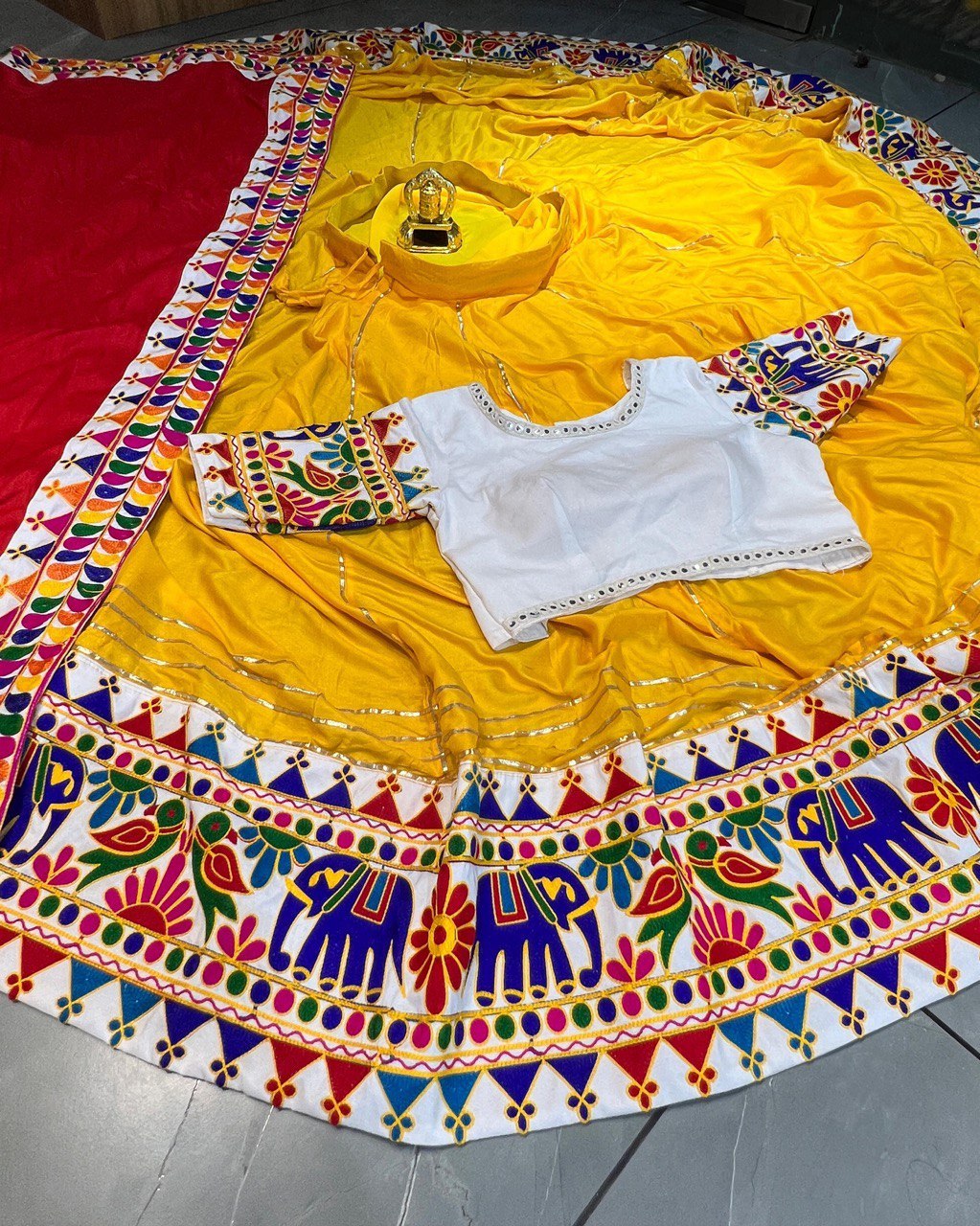 Ethnic Women’s Complete Lehenga Set with Yellow and Red Accents