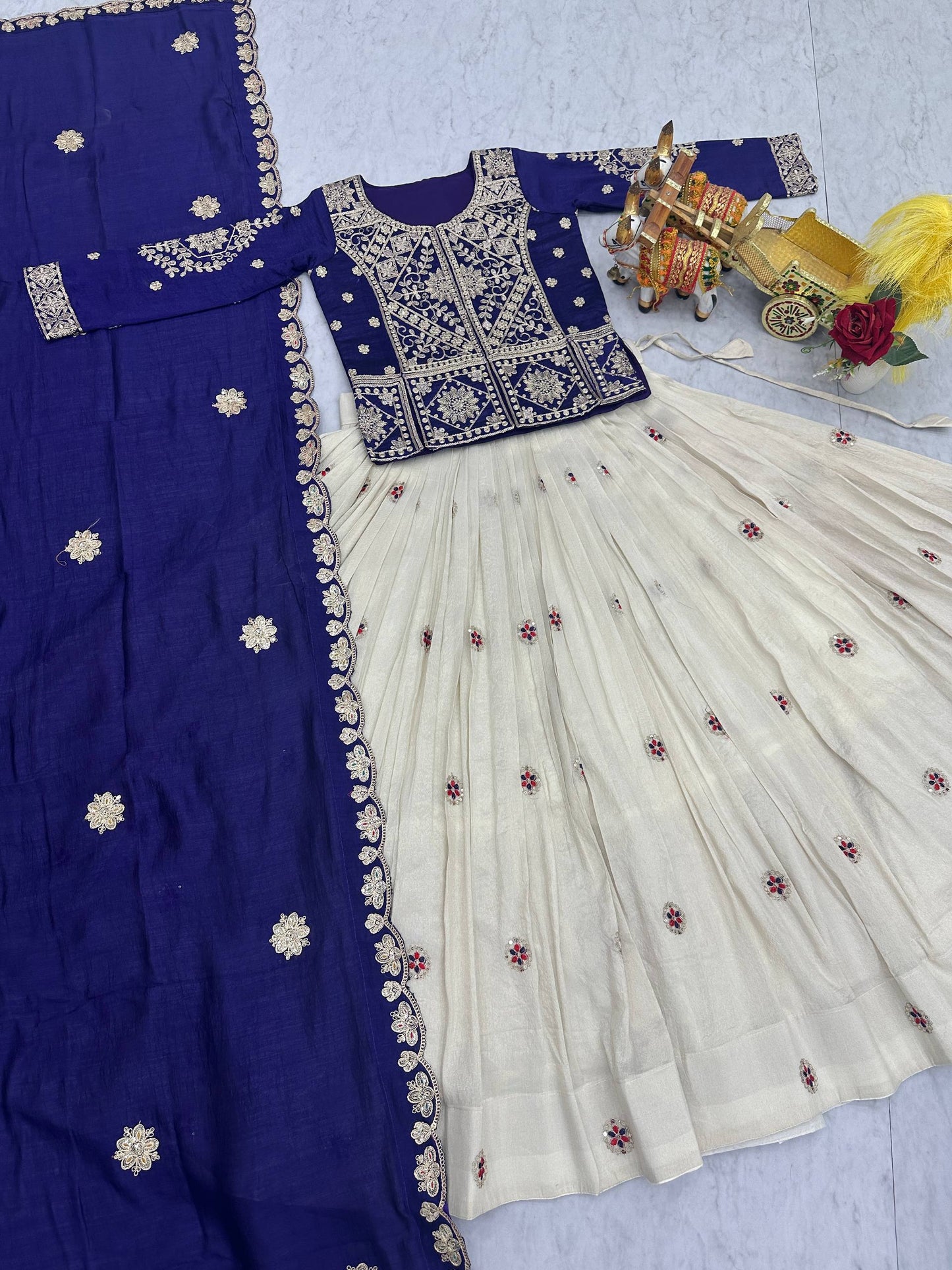RangBhoomi Elegant Festival Lehenga Choli Set with Heavy Embroidery & Pure Silk Fabric