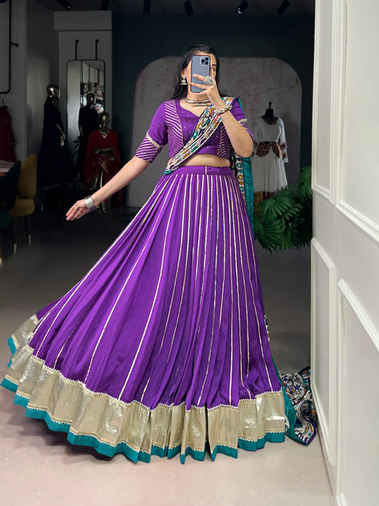 Chanderi Garba Choli with Zari-Embellished Tasar Silk Dupatta for an Elegant Festive Appearance