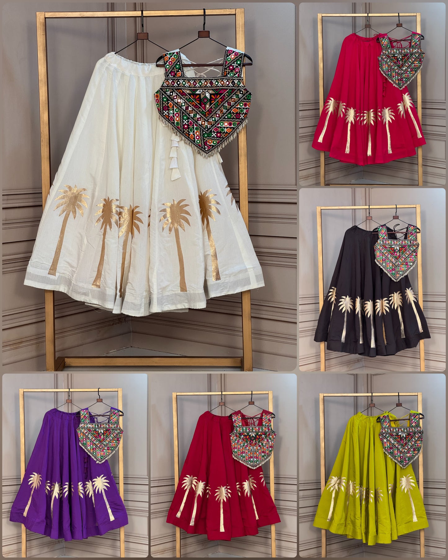 RangBhoomi Navratri Lehenga Choli — Festive Roman Fabric Set for Garba & Dandiya