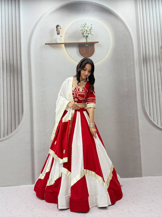 Navratri Special Pure Cotton Lehenga Choli with 6m Flair & Heavy Gota Patti - RangBhoomi