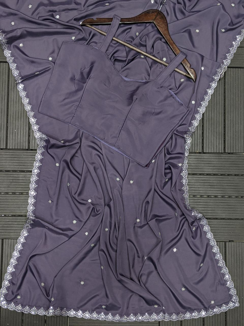 Trending Party Jacket with Saree Featuring Exquisite Embroidery Work