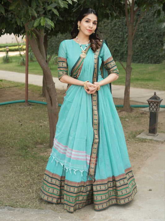 Pure Chanderi Cotton Lehenga Set for Timeless Elegance and Comfort