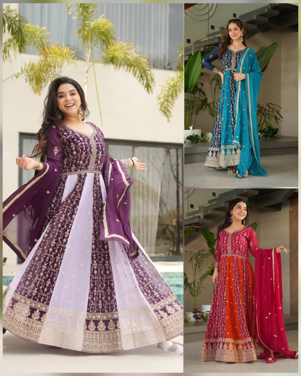 Designer Gown-Dupatta Collection | Zari & Sequin Embroidery