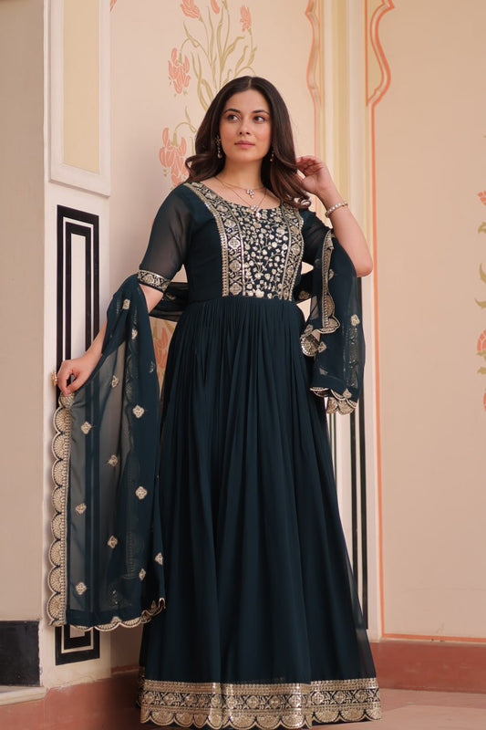 Designer Gown 2025 - Ready Made, Embroidered | Rangbhoomi