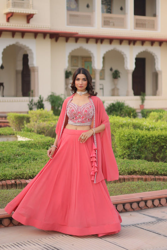 Premium Ready-to-Wear Lehenga Choli Set with Stylish Shrug Jacket