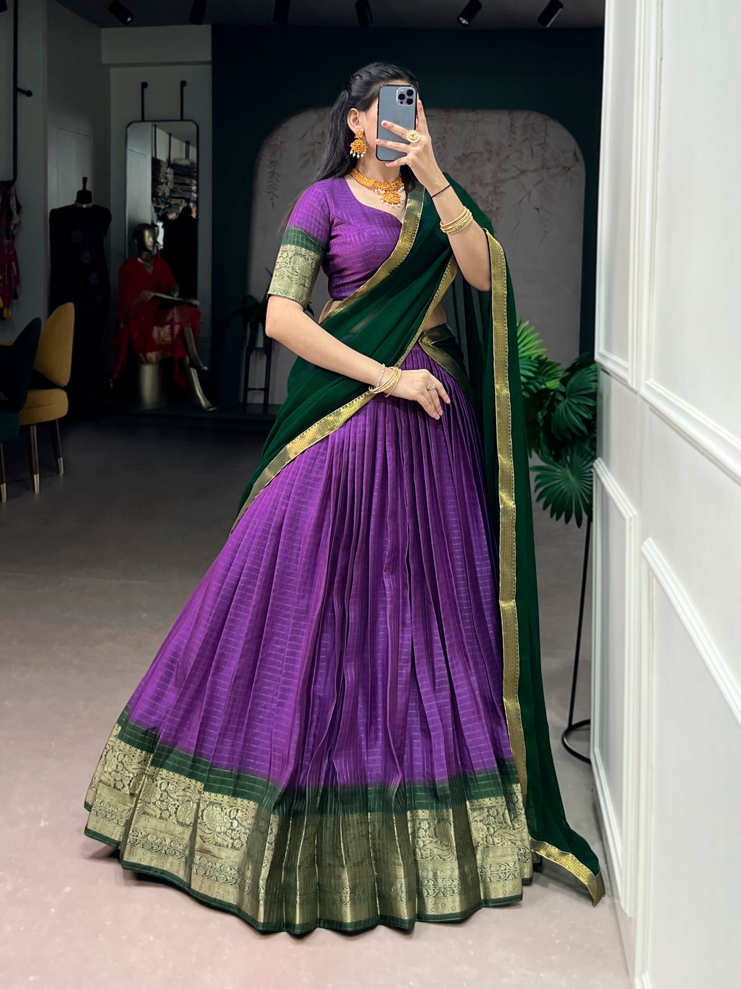 Lehnega Collection 2026 – Elegant Dola Tex Lehenga with Intricate Zari Weaving and Georgette Dupatta
