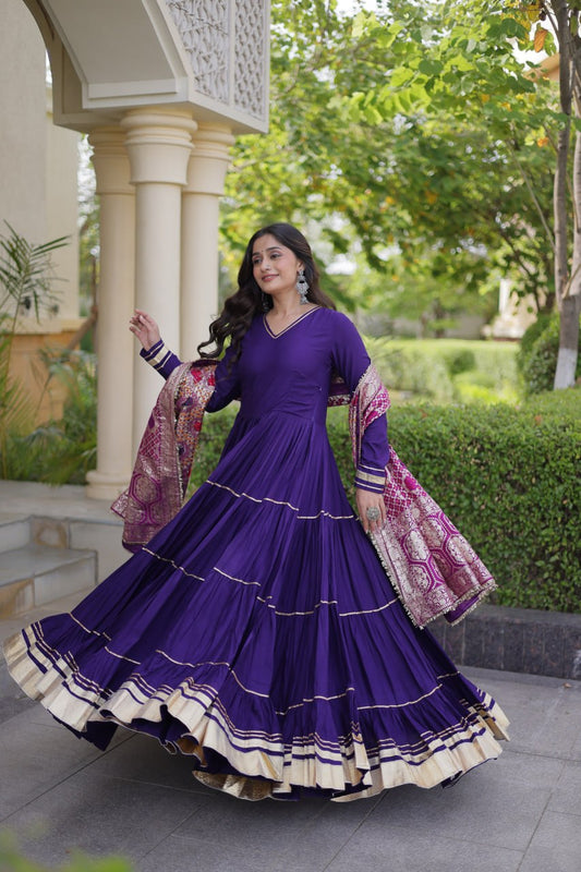 RangBhoomi Gown & Dupatta Collection 2026 — Premium Reyon Gown with Viscose Jacquard Dupatta