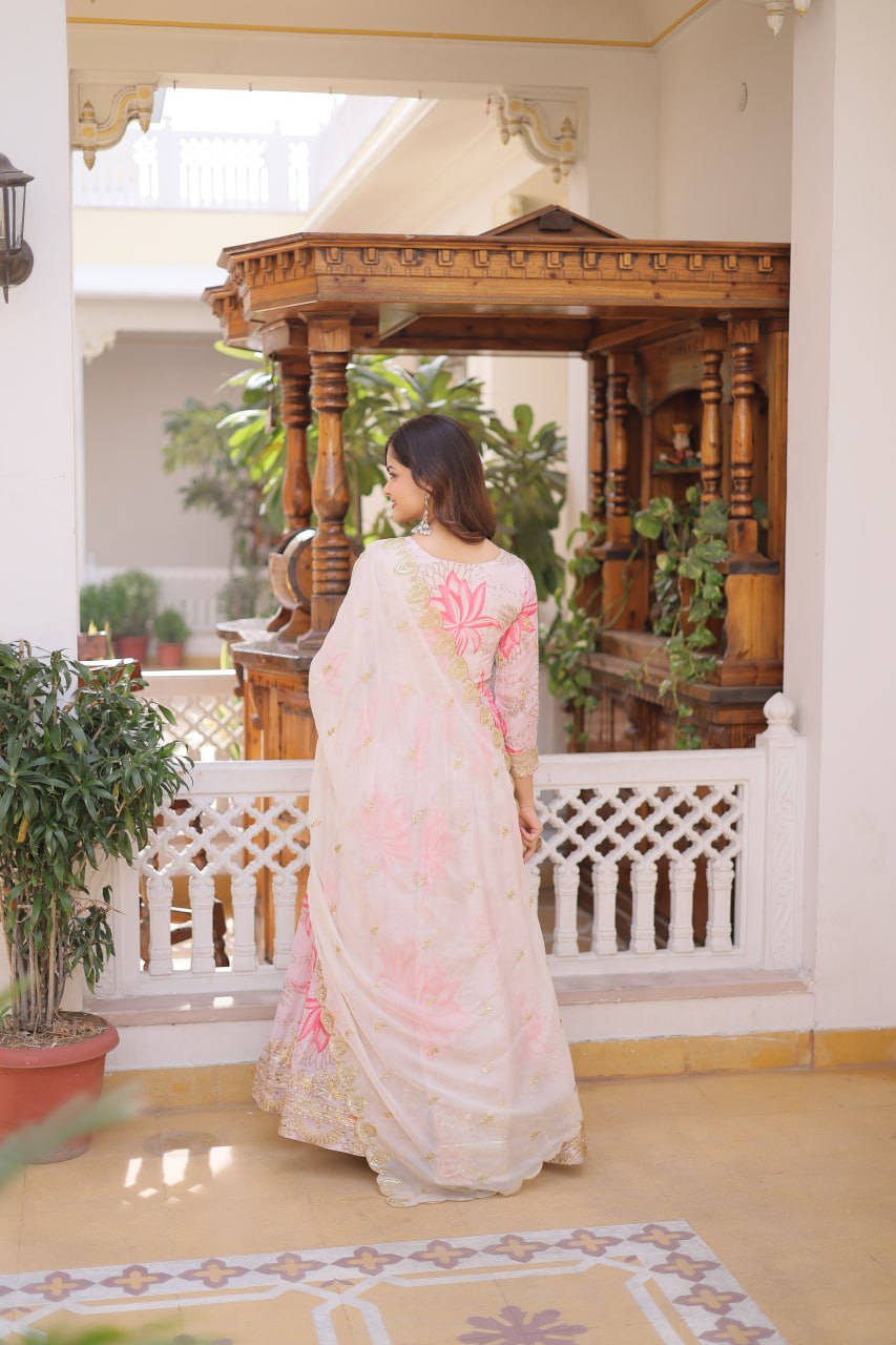 Elegant Premium Ready-to-Wear Gown with Matching Dupatta Set