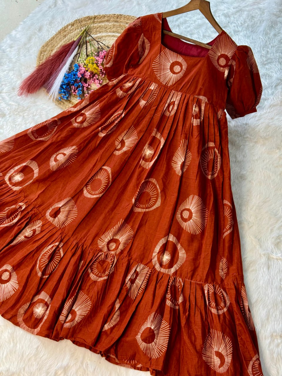 RangBhoomi Premium Designer Ready-to-Wear Kurti Collection 2026 - Elegant Printed Cotton with Puff Sleeves and Fancy Square Neck