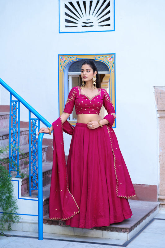 Emerald Royal Elegance – Stunning NC Silk Lehenga with Sequined Embroidery and Elegant Dupatta