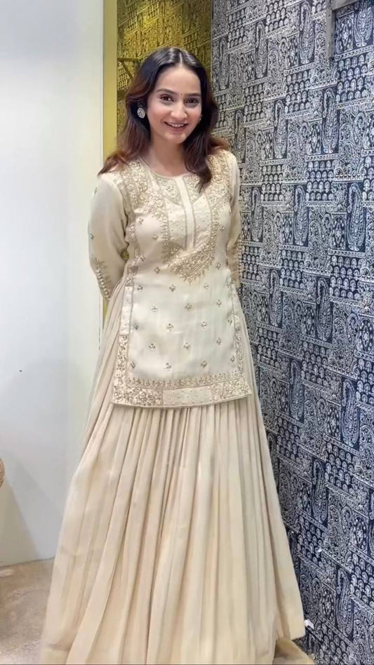 RangBhoomi Designer Party Wear Lehenga Set — Heavy Chinon Silk Embroidery & Sequin Work