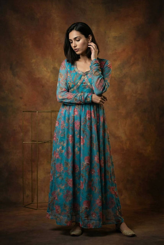 Heavy Tebby Organza Embroidered Gown - Premium Party Wear Outfit