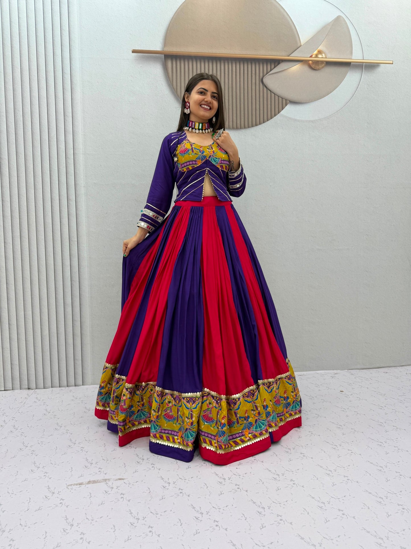 RangBhoomi Tapi Creation Navratri Pure Cotton Lehenga Choli — 6 Meter Big Flair, Fully Stitched