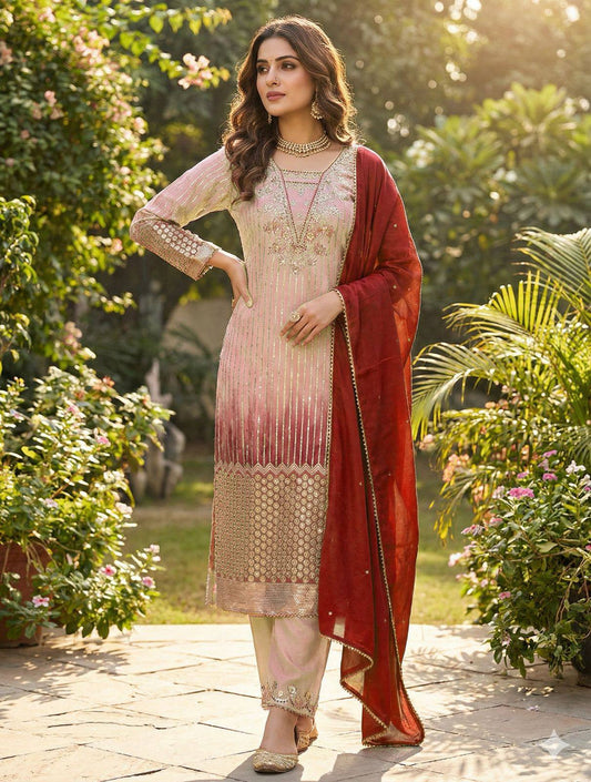 Elegant Embroidered Top, Pant, and Dupatta Set Perfect for Party and Wedding Designer Wear