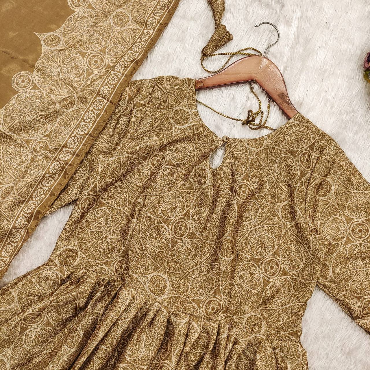 Close-up of the silver Bandhani Anarkali suit detailing, featuring the gown and dupatta.