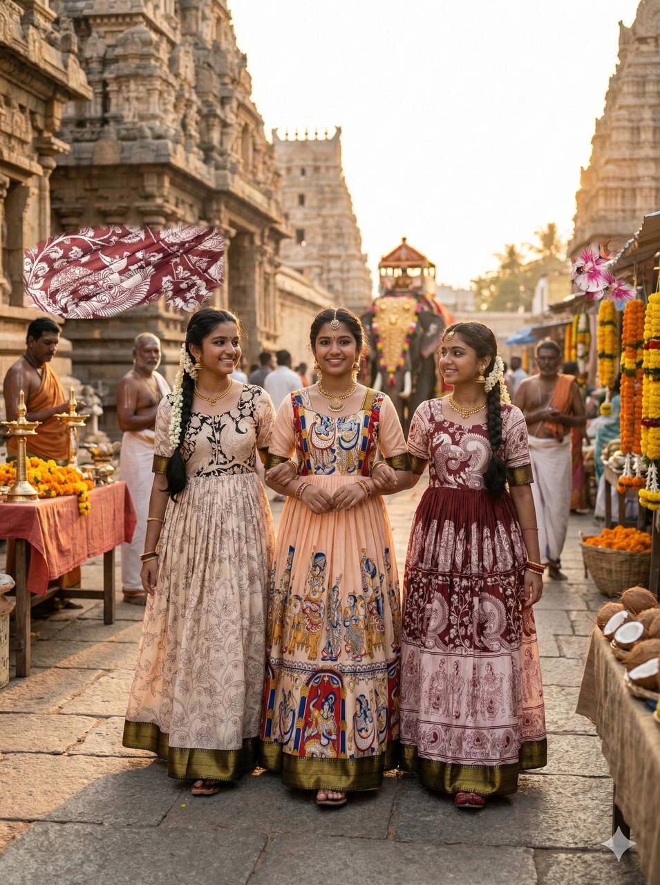 Top Trending Beautiful Soft Dola Silk Kalamkari Gown