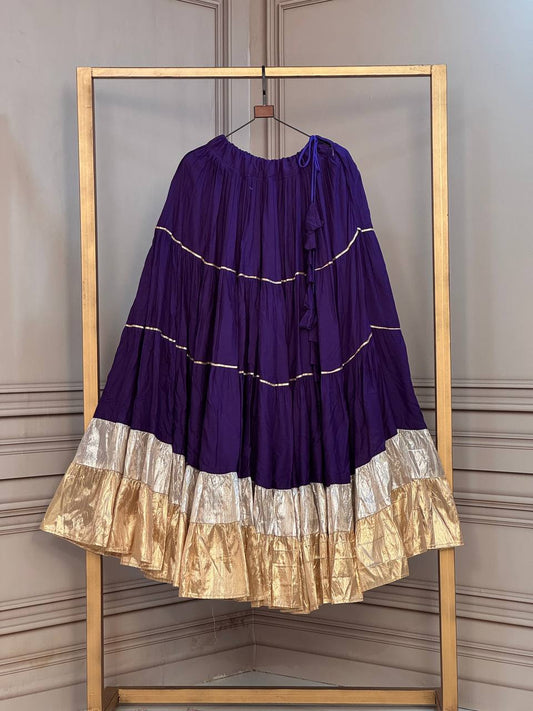 RangBhoomi Navratri 2026 Full-Stitched Rayon & Lampi Lace Lehenga — 12m Flair, Cotton Inner