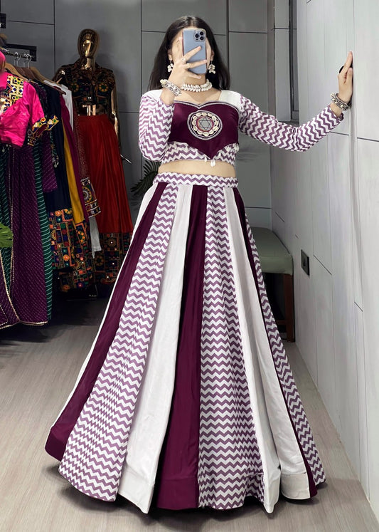 Ethnic Women's Pure Rayon Cotton Lehenga Set with Muslin Leheriya Pattern