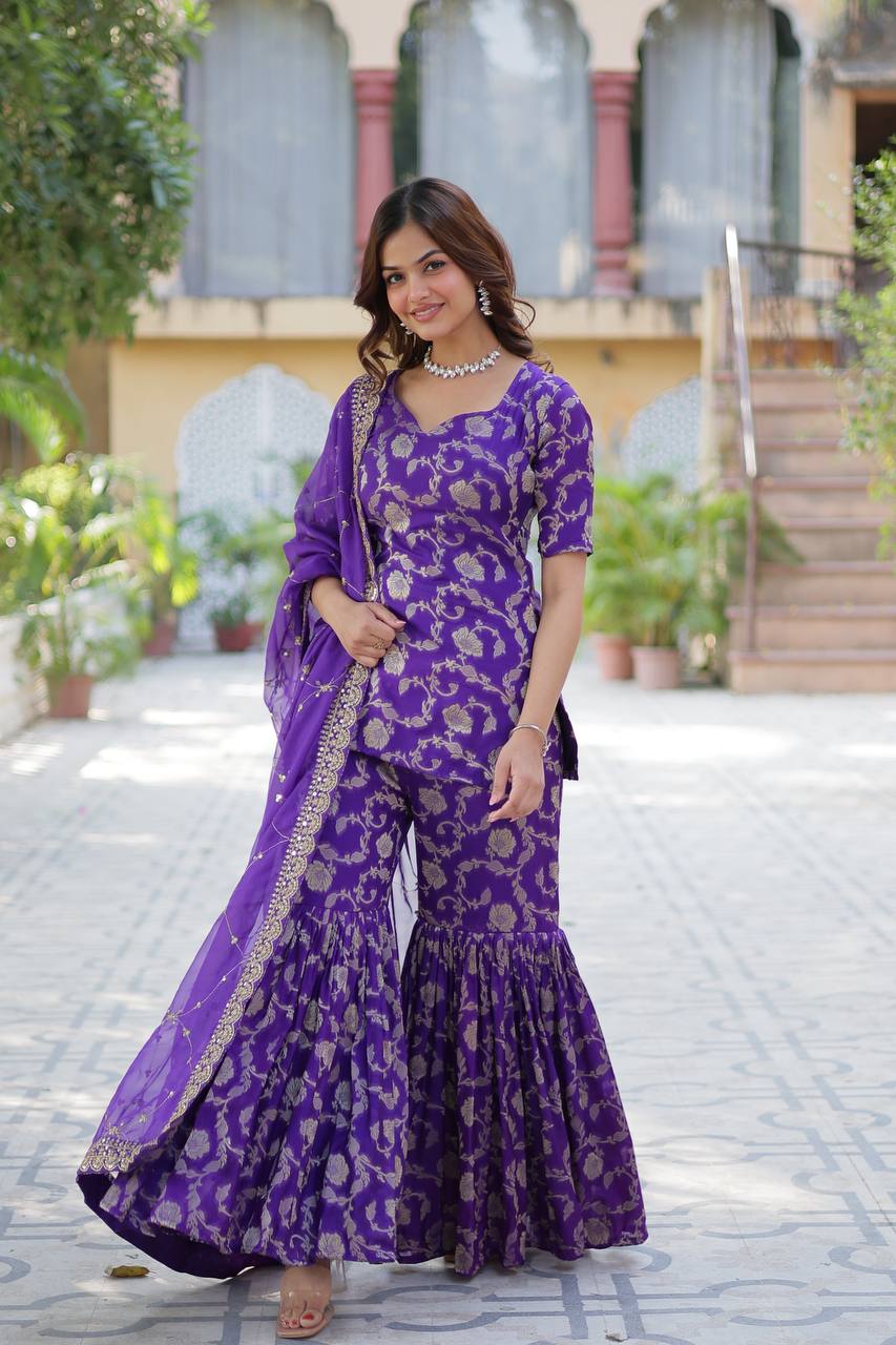 Exquisite Designer Ready-Made Gharara Suit