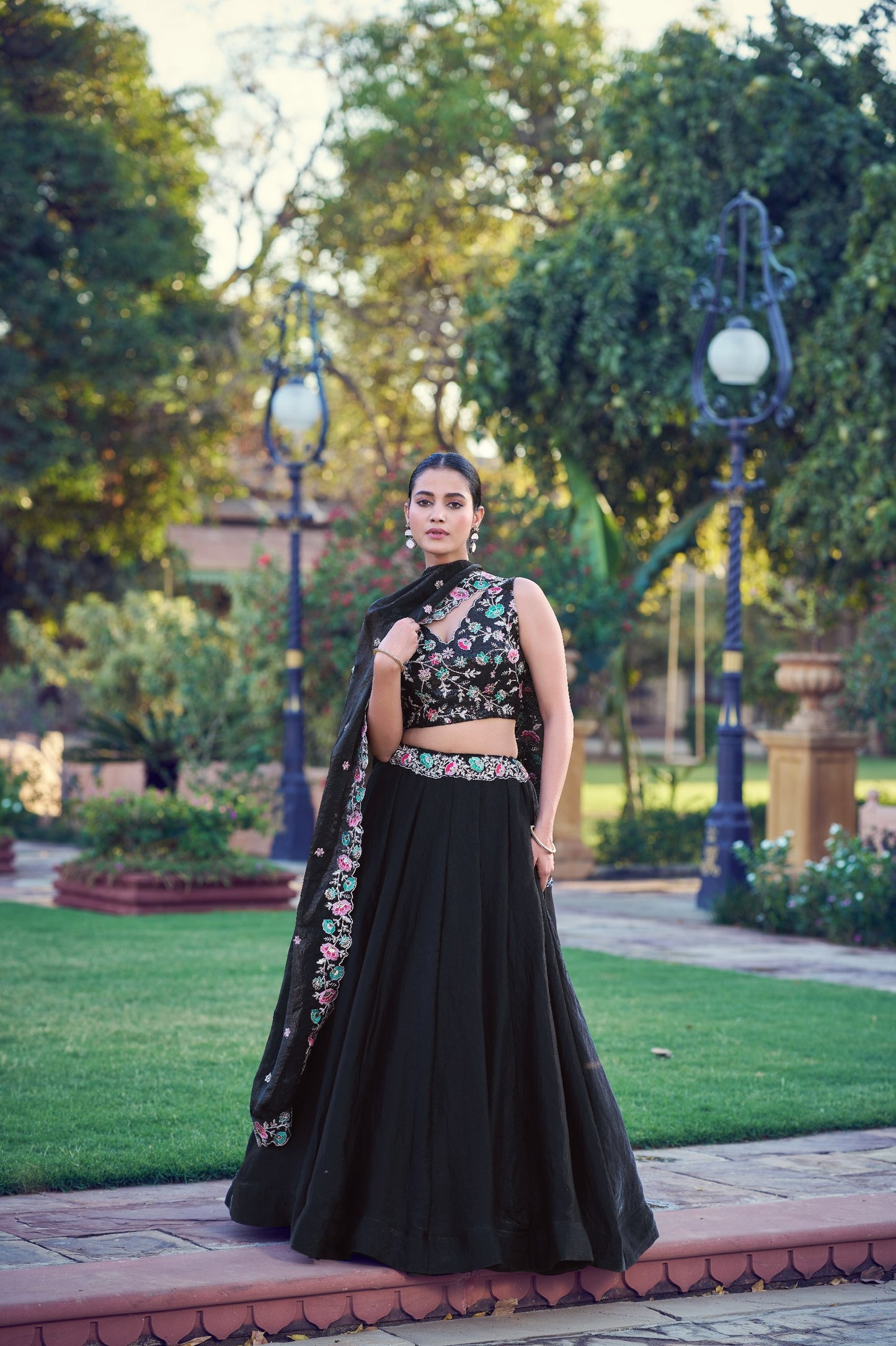 Elegant Black Lehenga Choli Set with Sequins and Thread Embroidery – Traditional Festive and Wedding Wear