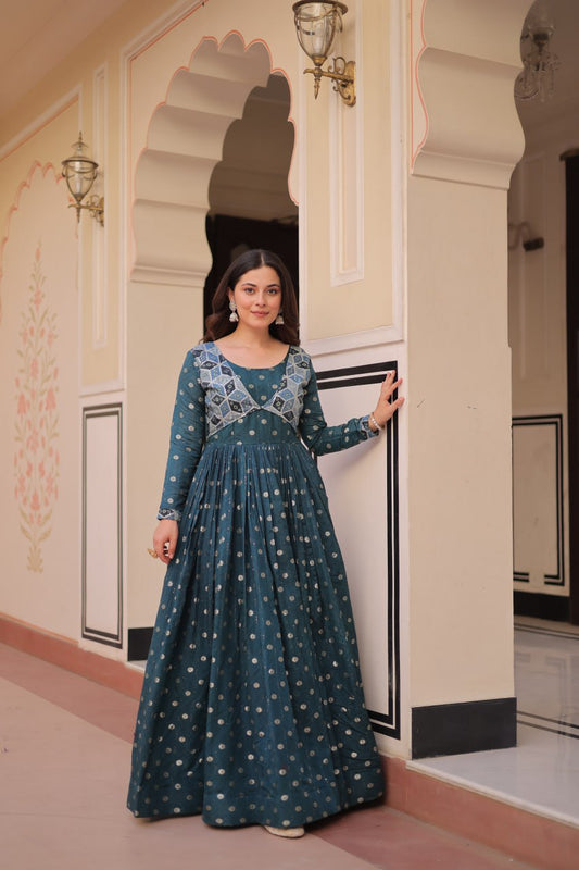 Position Print Choli Design Gown | Indian Ethnic Party Wear