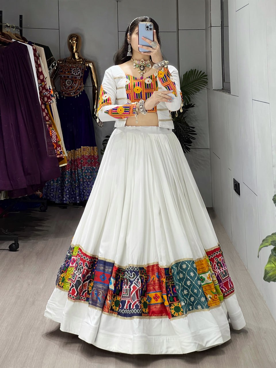 Ethnic Women's Colorful Lehenga with Embroidered Fancy Top – Navratri Special