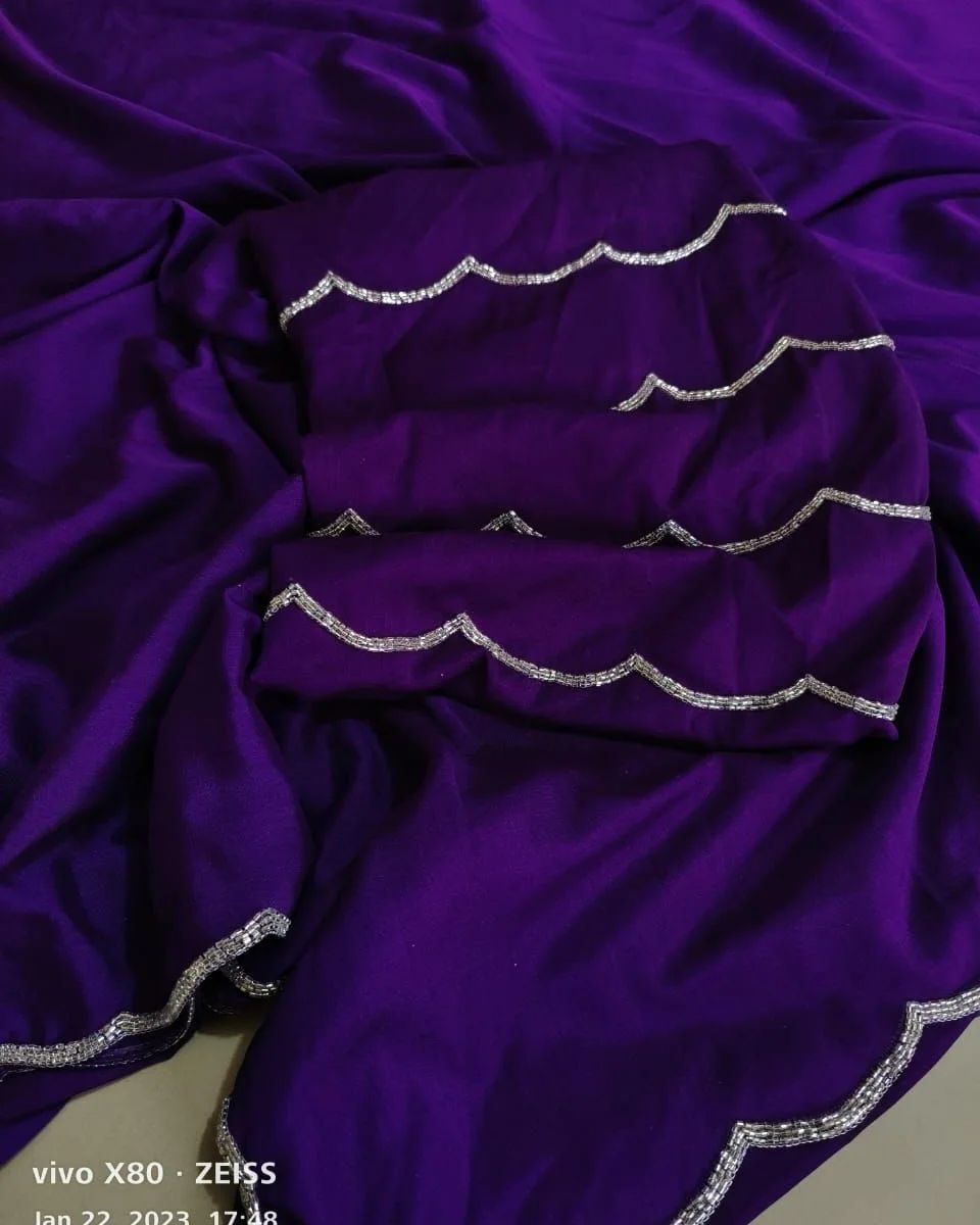 Exquisite Purple Pure Soft Georgette Silk Saree