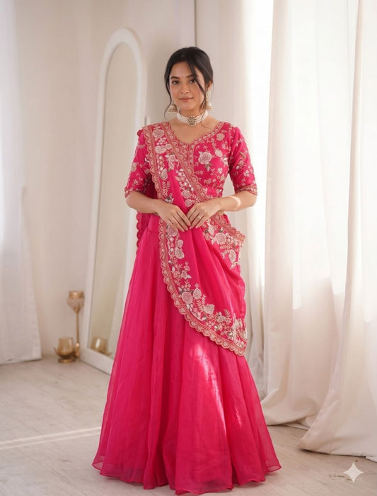 Elegant Embroidered Lehenga Choli Set with Sequence Work – New Arrival by RangBhoomi