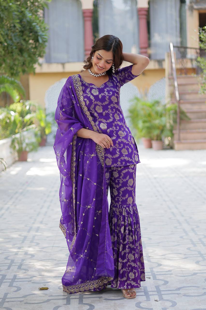 Exquisite Designer Ready-Made Gharara Suit