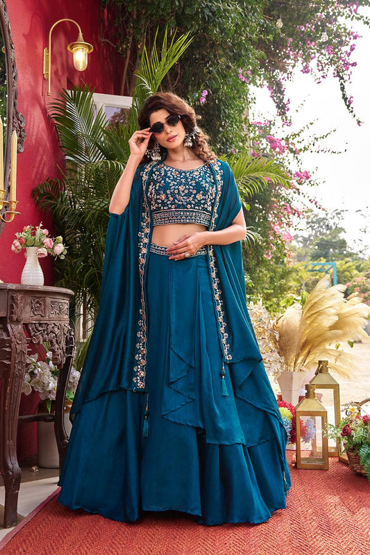 Exclusive New Wedding Lehenga Choli Set in Pure Vichitra Silk with Elegant Heavy Embroidery and Complete Stitching