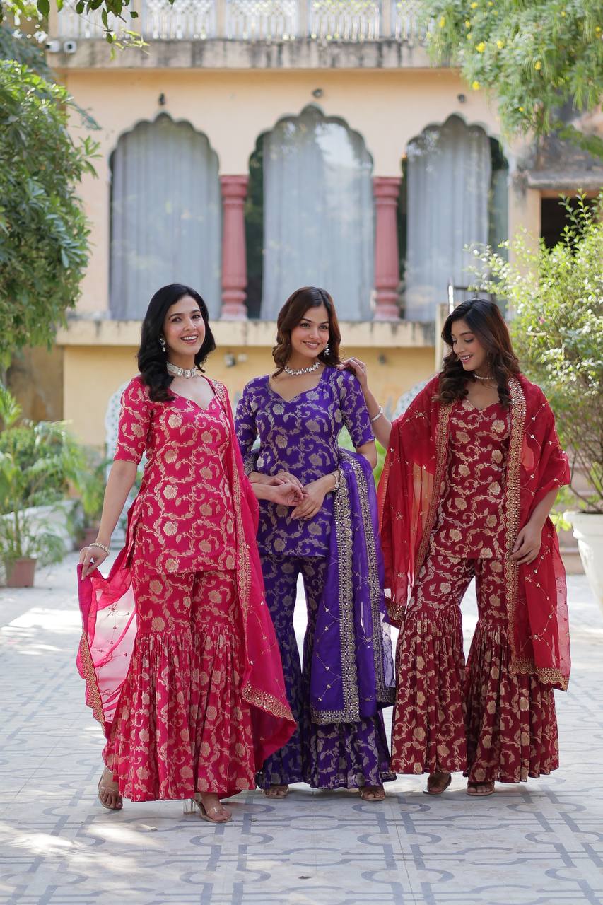 Exquisite Designer Ready-Made Gharara Suit