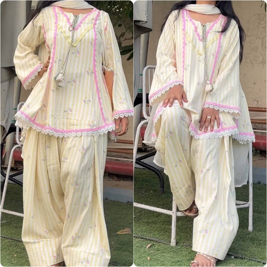 RangBhoomi Heavy Pure Natural Crepe Farshi Set with Nazmin Dupatta - Fully Fancy Sleeves