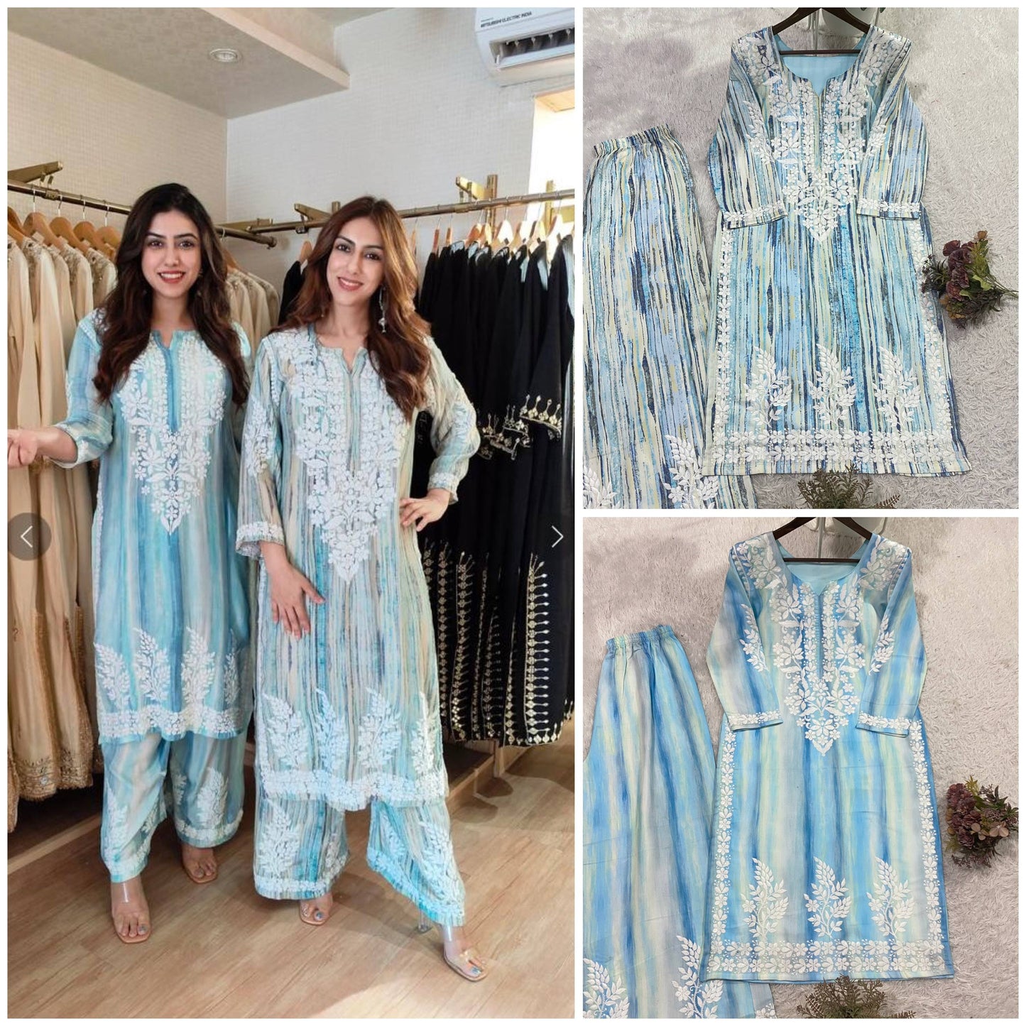 Elevate Your Summer Style with RangBhoomi's Designer Set Featuring Elegant Embroidered Work in Two Unique Prints