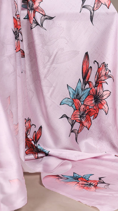 Elegant Satin Saree - Floral Designs | Luxurious Fabric