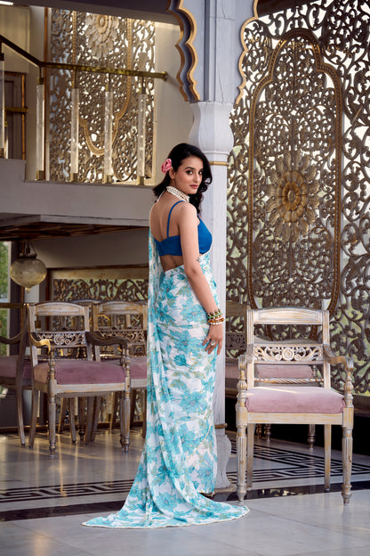 Elegant Floral Print Saree