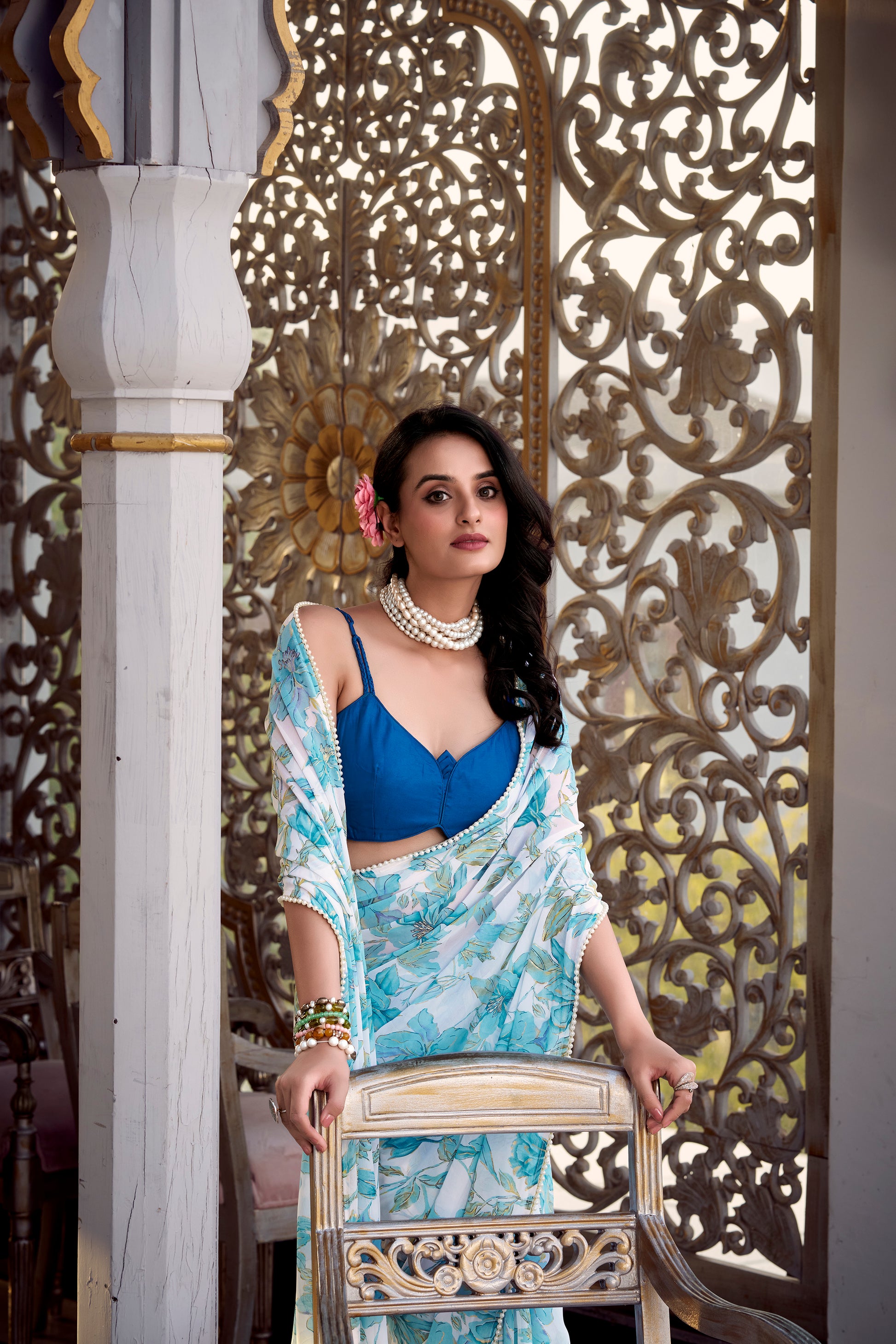 Elegant Floral Print Saree
