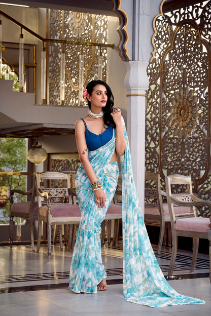 Elegant Floral Print Saree