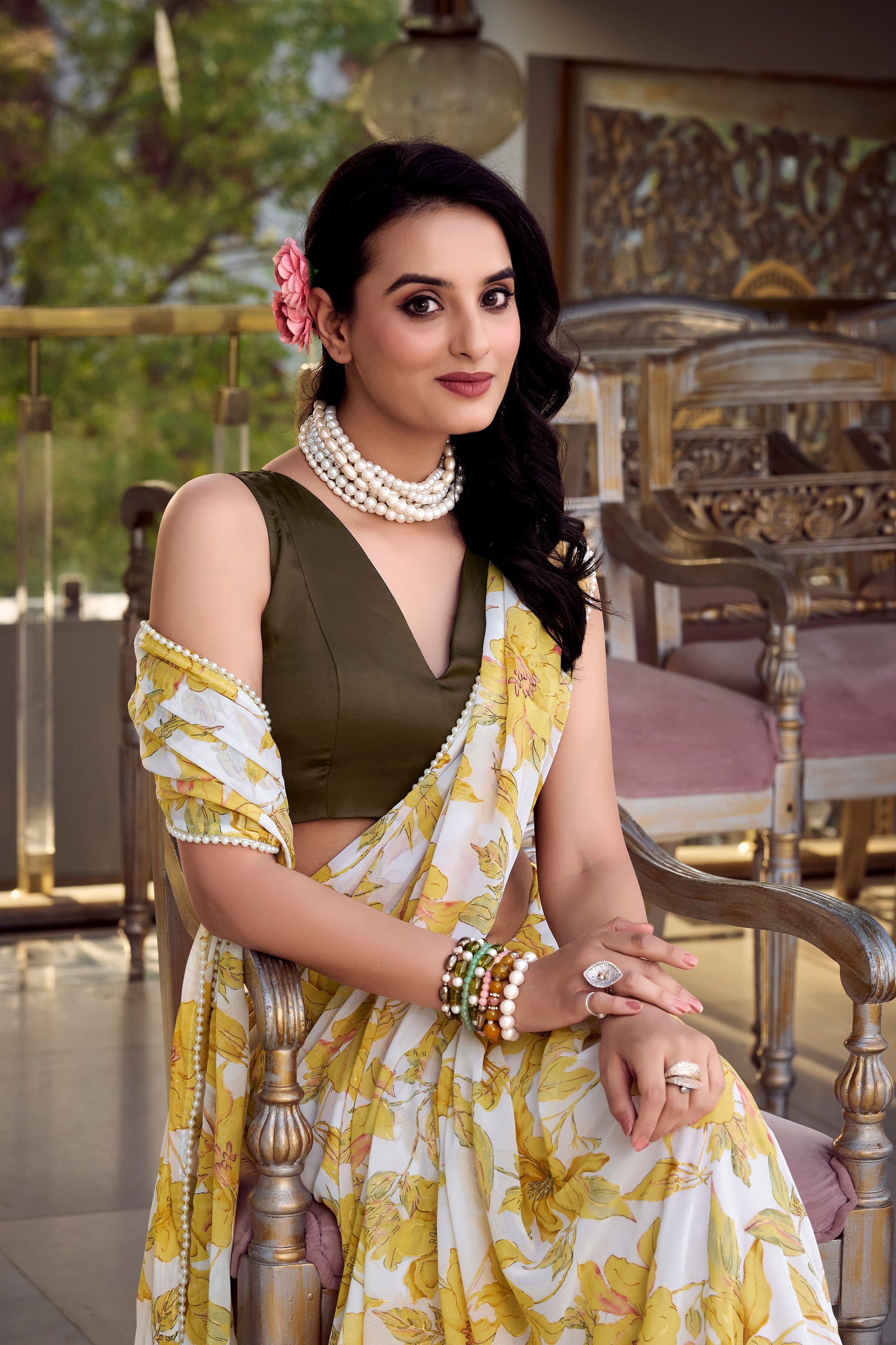 Elegant Floral Print Saree