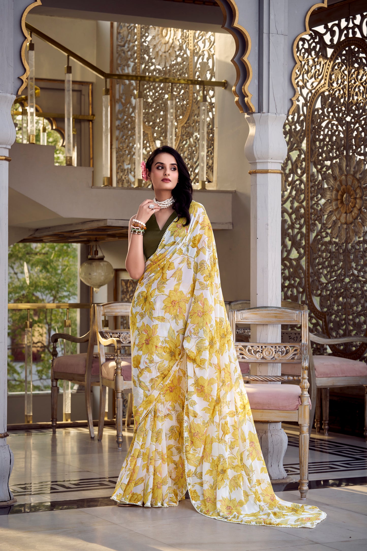 Elegant Floral Print Saree