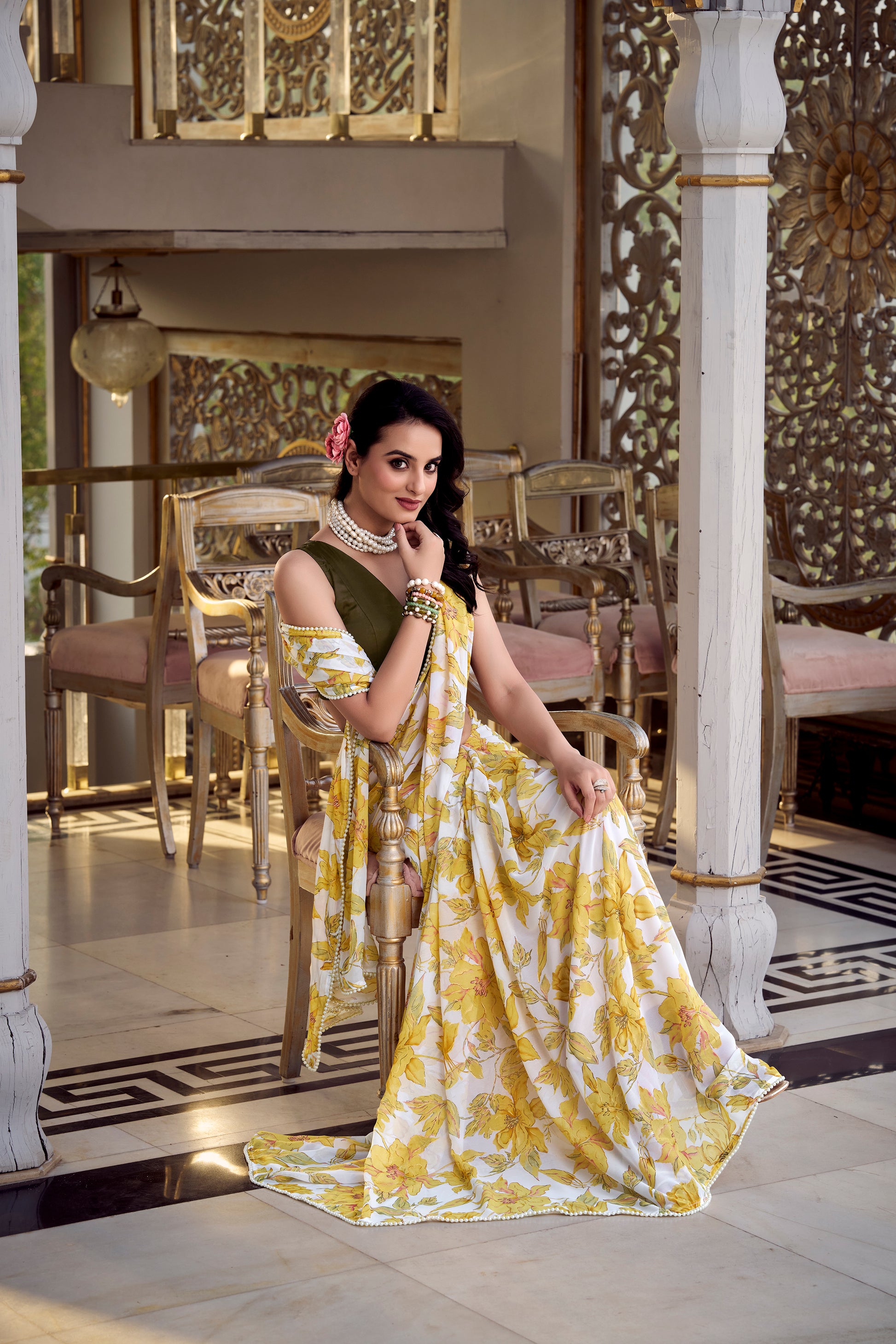 Elegant Floral Print Saree