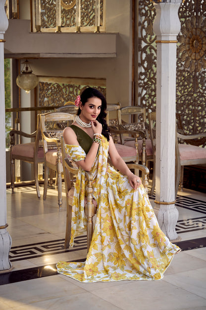 Elegant Floral Print Saree