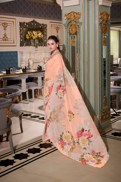 Elegant Georgette Saree - Floral Design, Lightweight Fabric