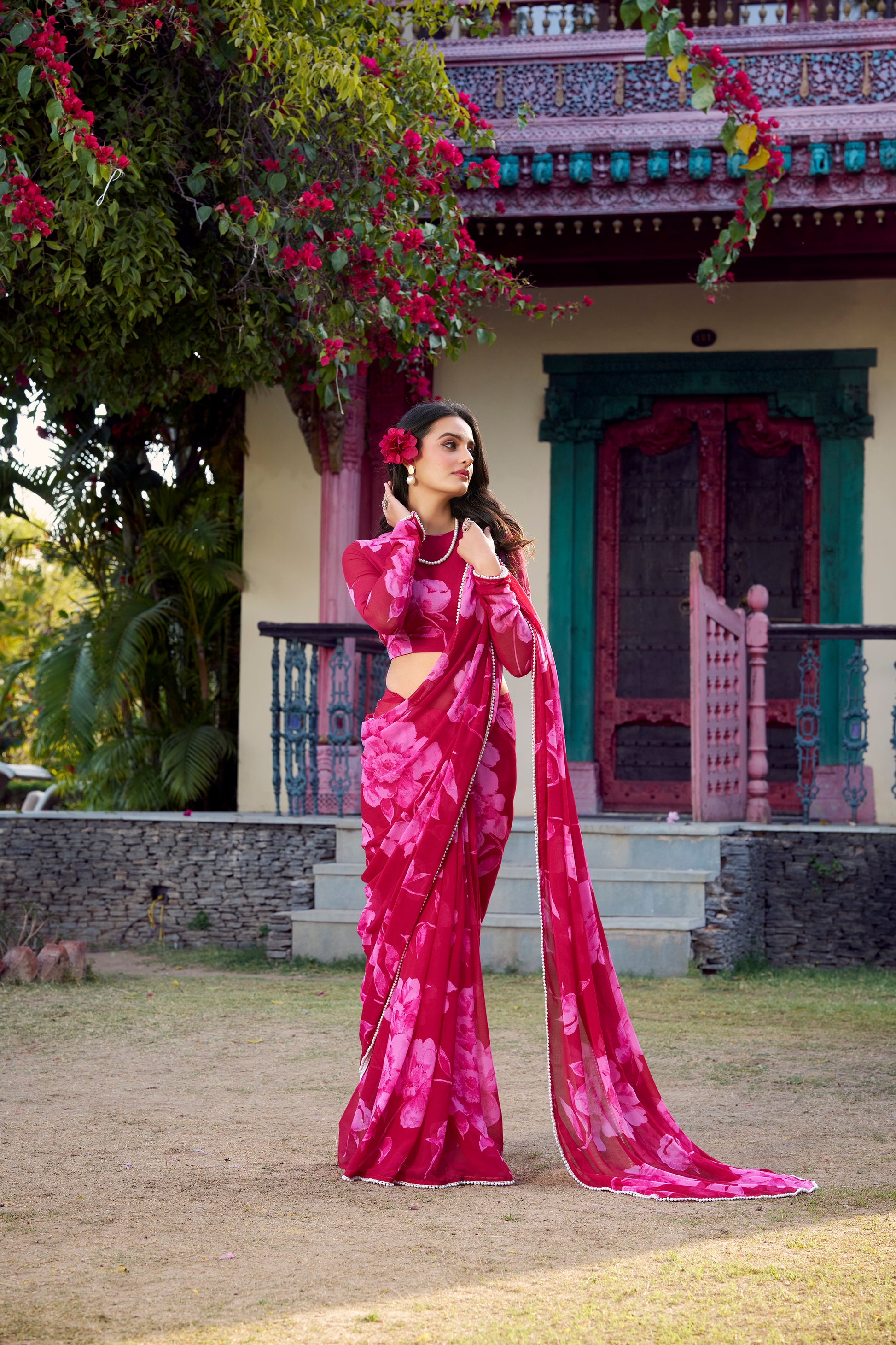 Lightweight Floral Saree perfect for special occasions.
