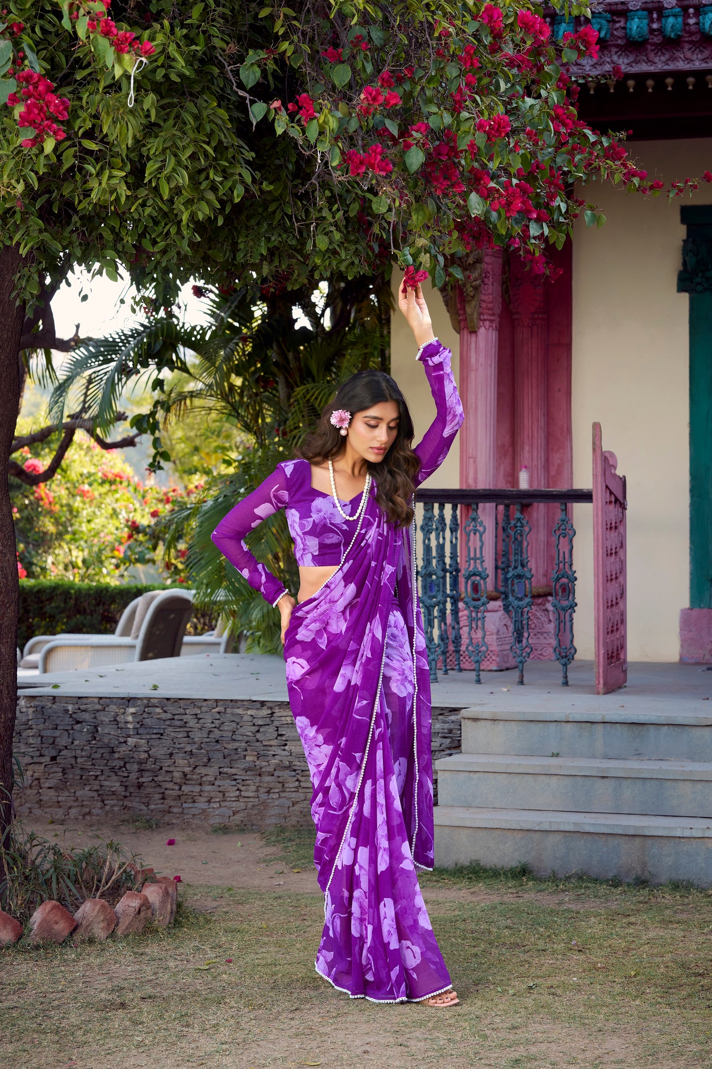 Elegant Floral Saree - A fusion of tradition and modern fashion.