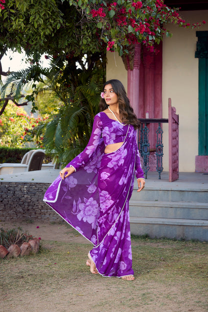 Stylish Floral Saree, perfect for a festive celebration.