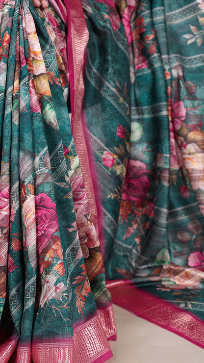 Elegant Floral Print Saree - Lightweight & Stylish